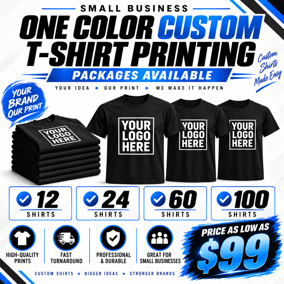 12 - One Color Custom T-shirt Printing